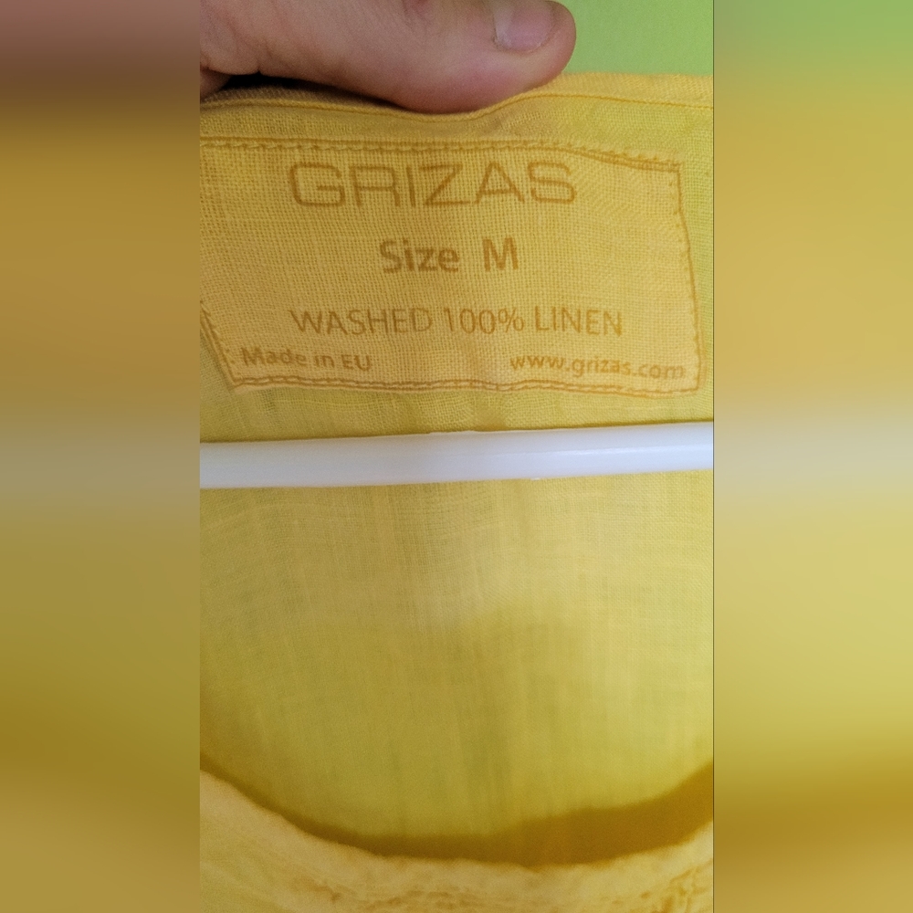GRIZAS Dress - Medium (Free size) - Dyed with Tumeric (Yellow) - 100% LINEN
